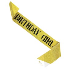 Birthday Sash, 1Pcs Personalized Sash Elegant Birthday Sash, Yellow, Black