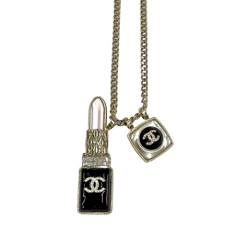 CHANEL Collana Ciondolo Girocollo Oro Marca Coco Charm Labbra Strass