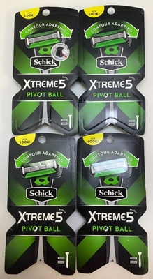 Schick Xtreme5 Pivot Ball Shaver Men's Razor, 1 Handle & 2 Refills, Lot of 4