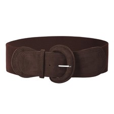 Brown Belts for Women Suede Leather Elastic Ladies Thick Belt for Dresses Str...