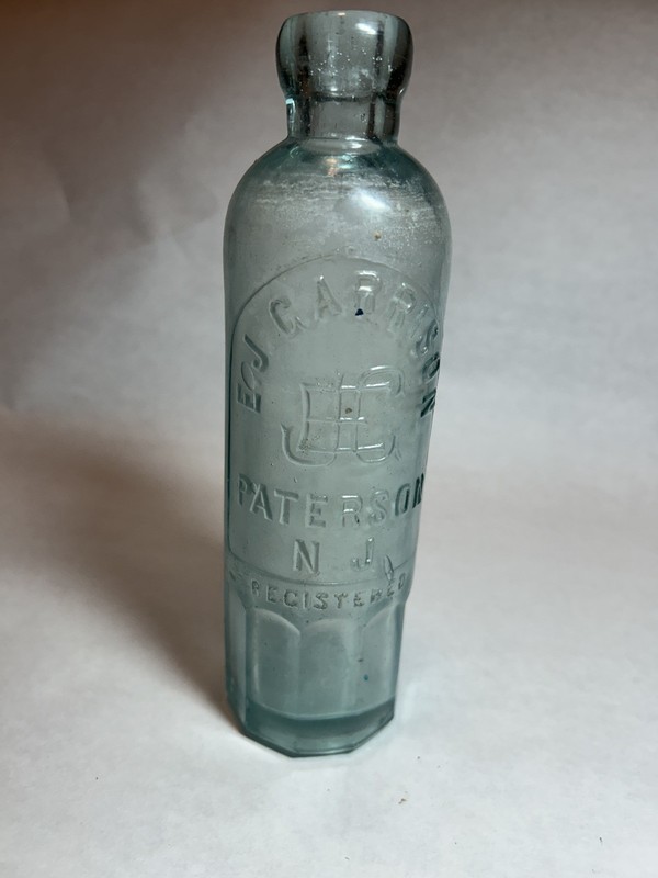 New Jersey Blob Top Soda Bottle Antique Paterson N.J. EJ Garrison 1880s