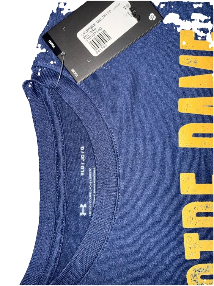 Молодежь большой Нотр-Дам лакросс длинным рукавом футболка новый с ярлыком под броню - Изображение 2 из 3