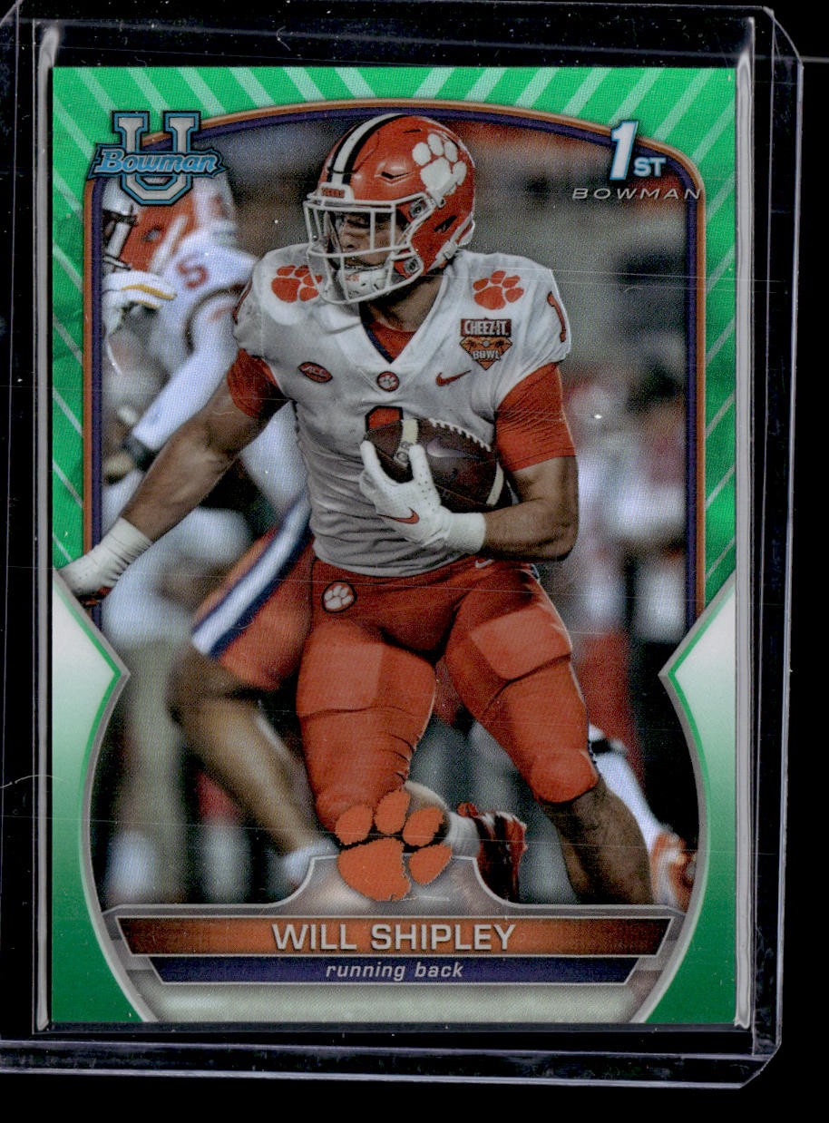 2022 Bowman University Chrome #73 Will Shipley Green Refractor #/99