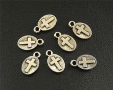 100pc Silver Tone Metal Cross Mini Charms 8x13mm DIY Necklace Bracelet Making