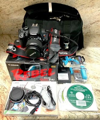 Canon EOS Rebel T4i Digital Camera Black Batteries Bag Bundle