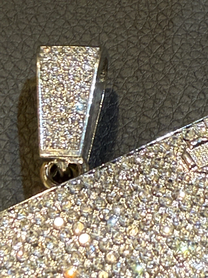 Moissanite Rapper Bussdown Credit Card Pendant Fine Silver Plated For Men  - Image 2 of 4