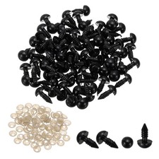 80PACK 9mm Safety Eyes Plastic Craft Eyes with Washers, Black