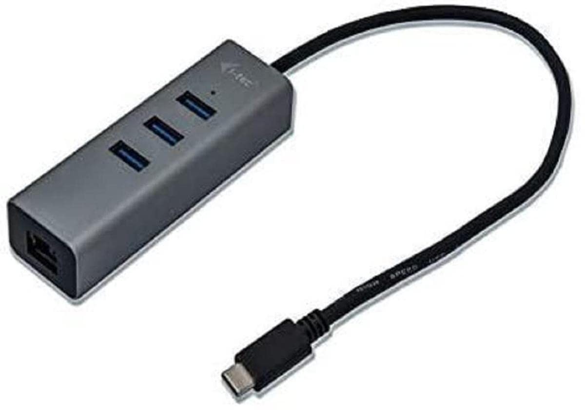Hub USB-C de voyage en métal avec adaptateur RJ-45 pour télétravail et bureau