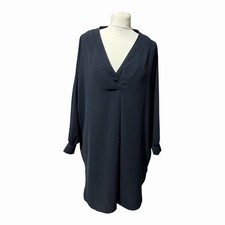 Mint Velvet size S Navy Blue Shirt Dress Loose fit Long Sleeve V Neck 