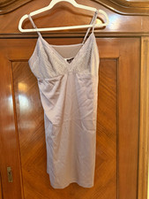 Soma Satin silver taupe Chemise size L Lace design on Bust Adjustable Straps