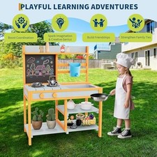 Wooden Play Kitchen Set with Removable Faucet Sink ,for Toddlers Ages 4-8