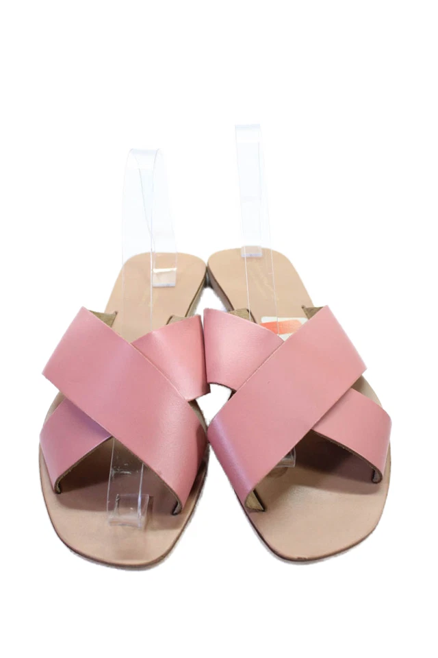 Sandalias Saks Fifth Avenue para mujer de cuero con detalle de correa cruzada rosa talla 10 Foto 2 de 4