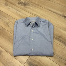 Salvatore Ferragamo Shirt Button Down 16 1/2 42 Solid Blue Italy