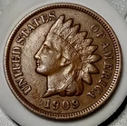 ■ 1909 INDIAN PENNY ONE CENT ☐ XF