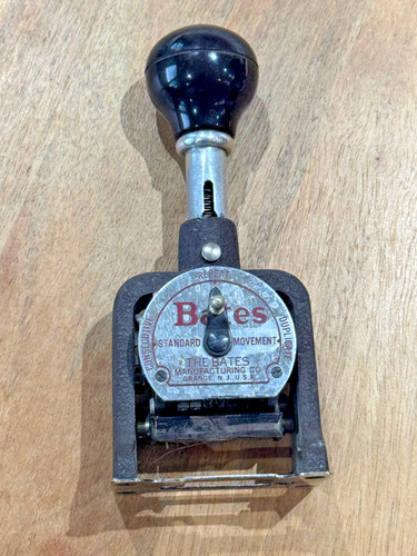 Vintage Bates Numbering Machine Style E 6 Wheels Rubber Stamp Sequential USA