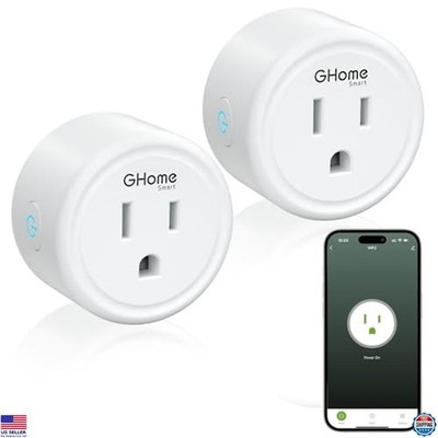 GHome Smart Mini Wi-Fi Plug - 2 Pack, UL Certified, Google Home & IFTTT Ready