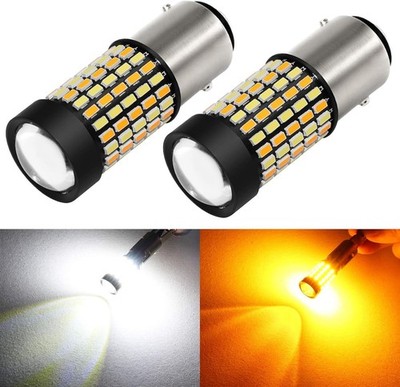 Super Bright White Amber Dual Color Switchback 1157 2057 2357 7528 LED Bulbs wit