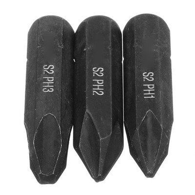 3 Pieces Replaceable Screw Impact Bit Strong Bit PH1 / PH2 / PH3