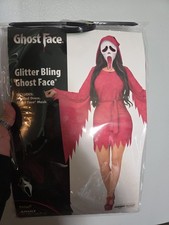 Glitter Bling Ghost Face Halloween Costume Women's