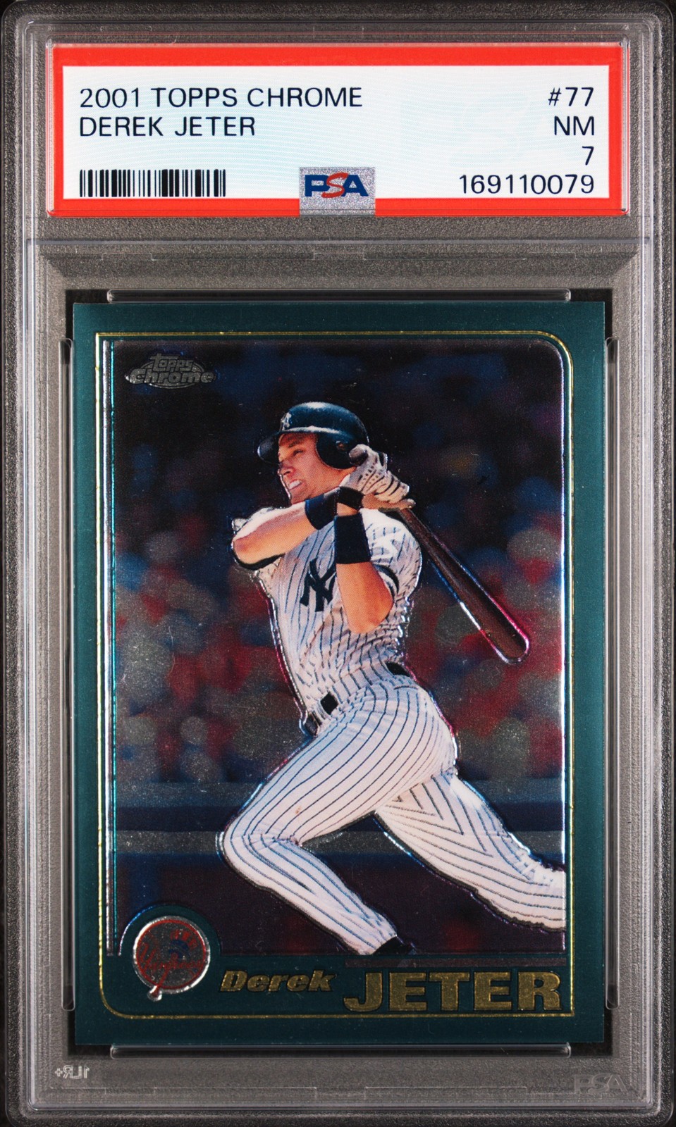 2001 TOPPS CHROME #77 DEREK JETER PSA 7 view 1