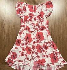 Free People French Quarter Floral Mini Wrap Dress White Pink Boho Size XS