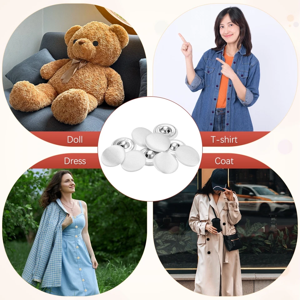 Cover Button Kits [10pcs] - Fabric Button Maker Covered - [White - 1 IN] Foto 2 de 4