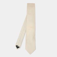 Burberry YellowGrey Micro Diamond Motif Silk Tie