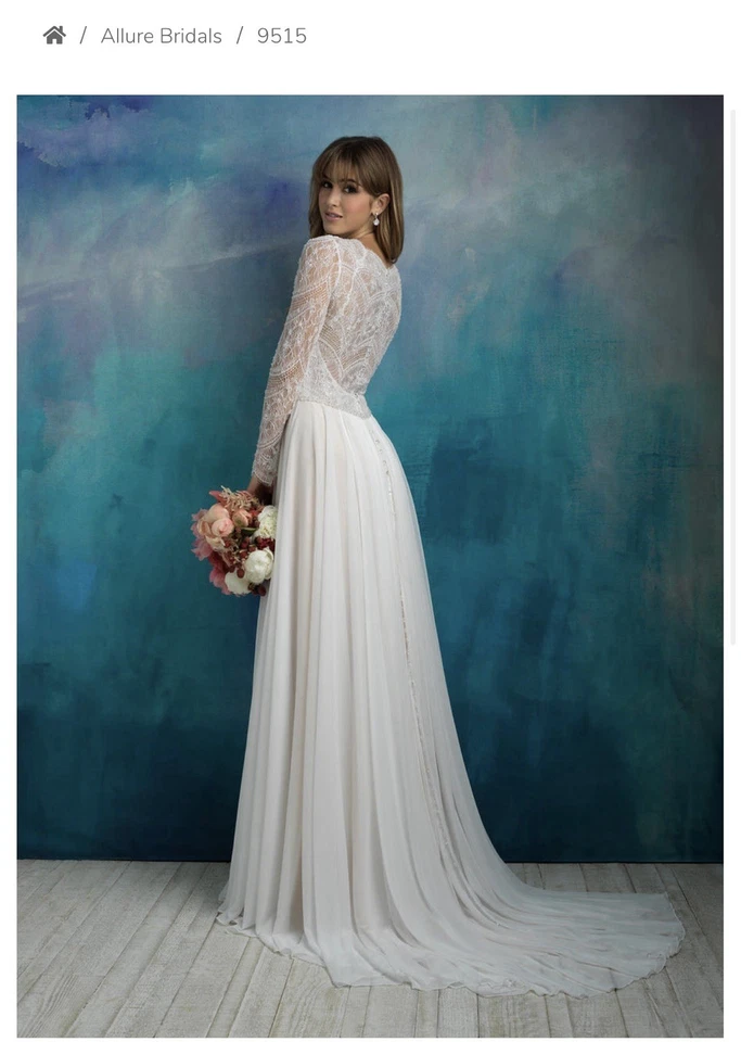 Vestido de novia Allure (estilo #9515, en marfil), talla 8 Foto 2 de 3