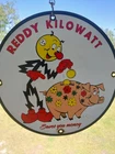 Vintage Porcelain Reddy Kilowatt "Saves You Money" Advertising Heavy Gauge Sign