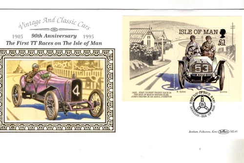 1995 ISLE OF MAN - VINTAGE & CLASSIC CARS - BENHAM SILK FDC FROM COLLECTION B15