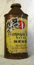 CHAMPAGNE VELEVET BRAND BEER - CV '52 - CONE TOP - TERRE HAUTE, IND