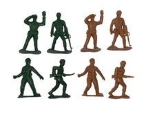 Greenbrier International Green/Tan ARMYMEN Plastic 4" Toy Soldiers Lot of 8 READ