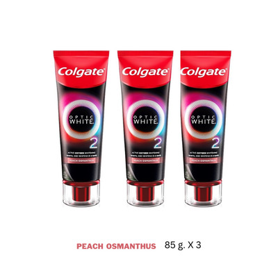 Colgate Optic White O2 Toothpaste 85g Active Oxygen Teeth Aromatic & Peach