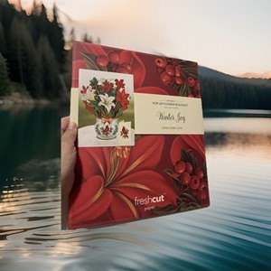 Freshcut Paper Pop-Up Poinsettia Flower Bouquet Table Decor Winter Joy