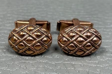 Vintage Criss Cross Pattern Copper Plated Cuff Links