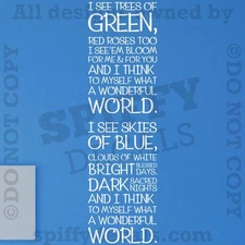 WHAT A WONDERFUL WORLD LOUIS ARMSTRONG SONG Quote Vinyl Wall Decal Decor Sticker