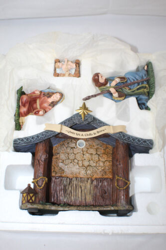 Thomas Kinkade Hawthorne Village Nativity Set Baby Jesus Mary Joseph Manger COA - Afbeelding 1 van 3
