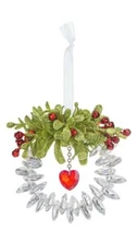 Kissing Krystals Teeny LOVE WREATH Mistletoe Christmas Ornament by Ganz