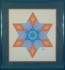 Phil Leanse "Star of David" Original Painting Cubism 1984 Framed