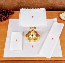 Altar Mass 100% Linen Cloth Set Lavabo Corporal Pall Purificator Gift Boxed NEW