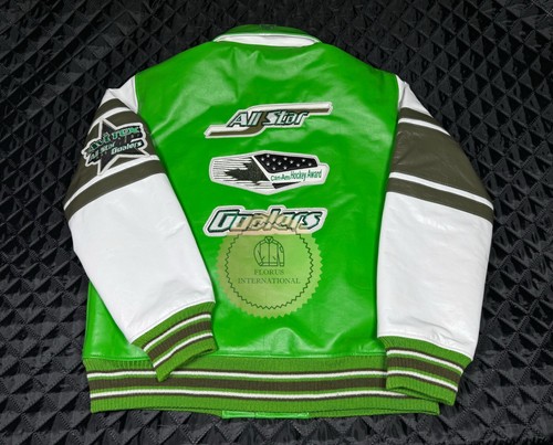 New Men's Avirex USA Green Real Bomber American Flight Jacket Leather Jacket - Picture 3 of 4