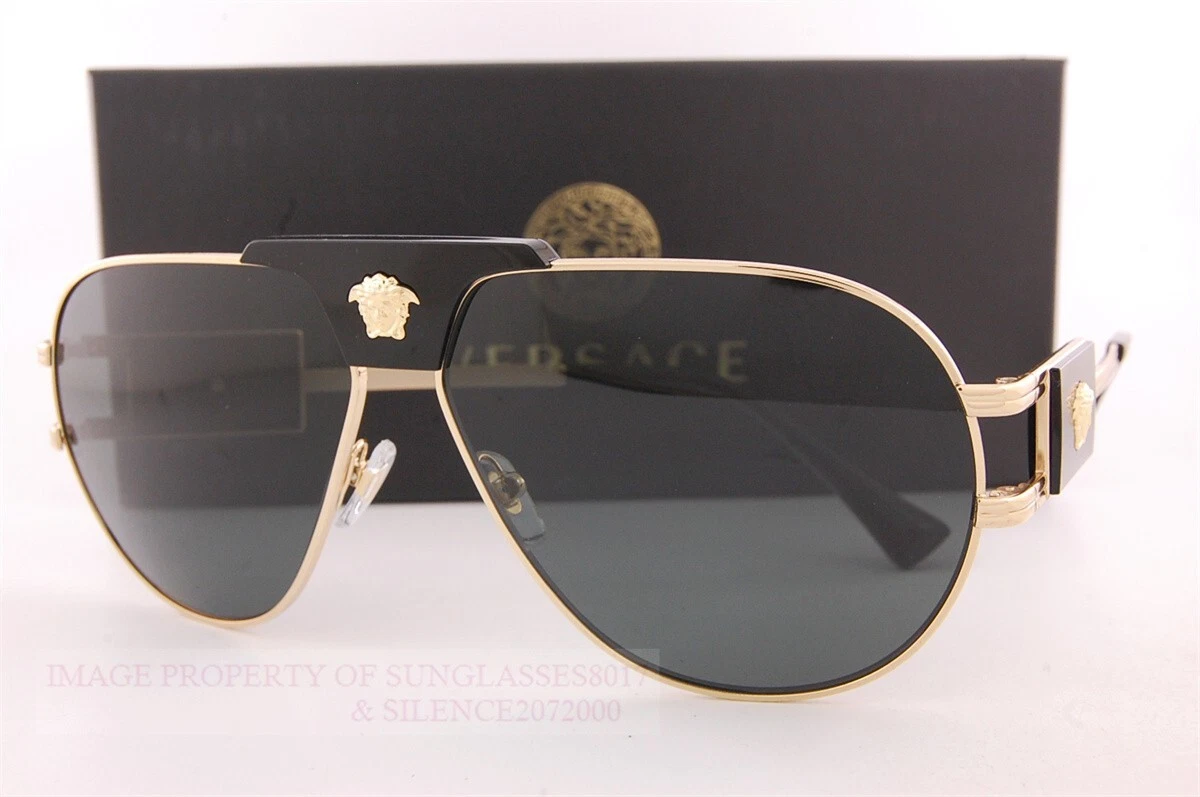 Brand New VERSACE Sunglasses VE 2252 1002/87 Black Gold/Gray for 