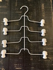 Adjustable Pants Hanger Seashell Clips Space Saver Holds 4 Pairs Metal Plastic