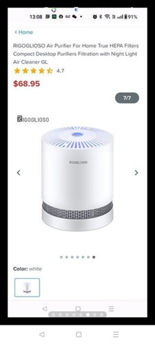 RIGOGLIOSO Air Purifier For Home True HEPA Filters Compact Desktop Purifiers... - Afbeelding 6 van 7