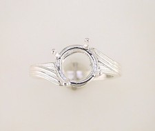 Round Fancy Offset Solitaire Ring Setting Sterling Silver