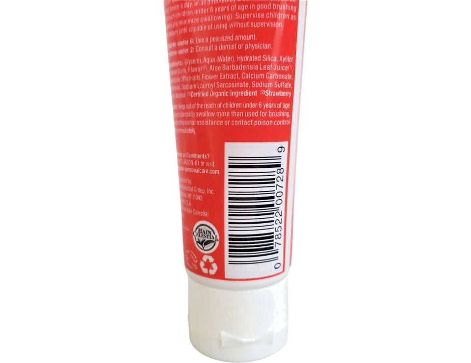 Jason Kids Only Fluoride-Free Toothpaste, Strawberry, 4.2 Oz Set of 4 - Image 3 of 4