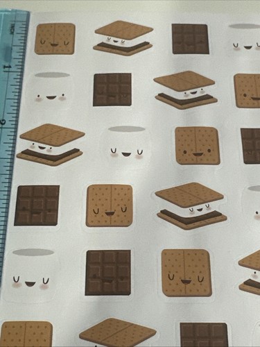 S’more Scratch Sniff 32 Aufkleber auf Einzelblatt Lagerfeuer Marshmallow Graham Neu - Bild 5 von 5