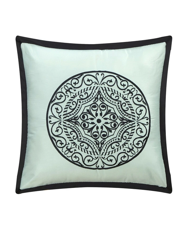 Nanshing Arabesque Moroccan Damask 8-Pc. Comforter Set - QUEEN - Black / Blue - Image 3 of 4