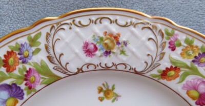 Dresden Germany 3連 磁器 プレート 花柄 金彩 Bavaria Schumann Empress Dresden Flowers Large Dinner Plate 11