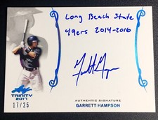 2017 Leaf Trinity Platinum Garrett Hampson RC Rookie Autograph #/25 Rockies Auto